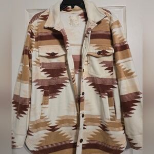 Altar'd State Cream and Brown Patterned Jacket